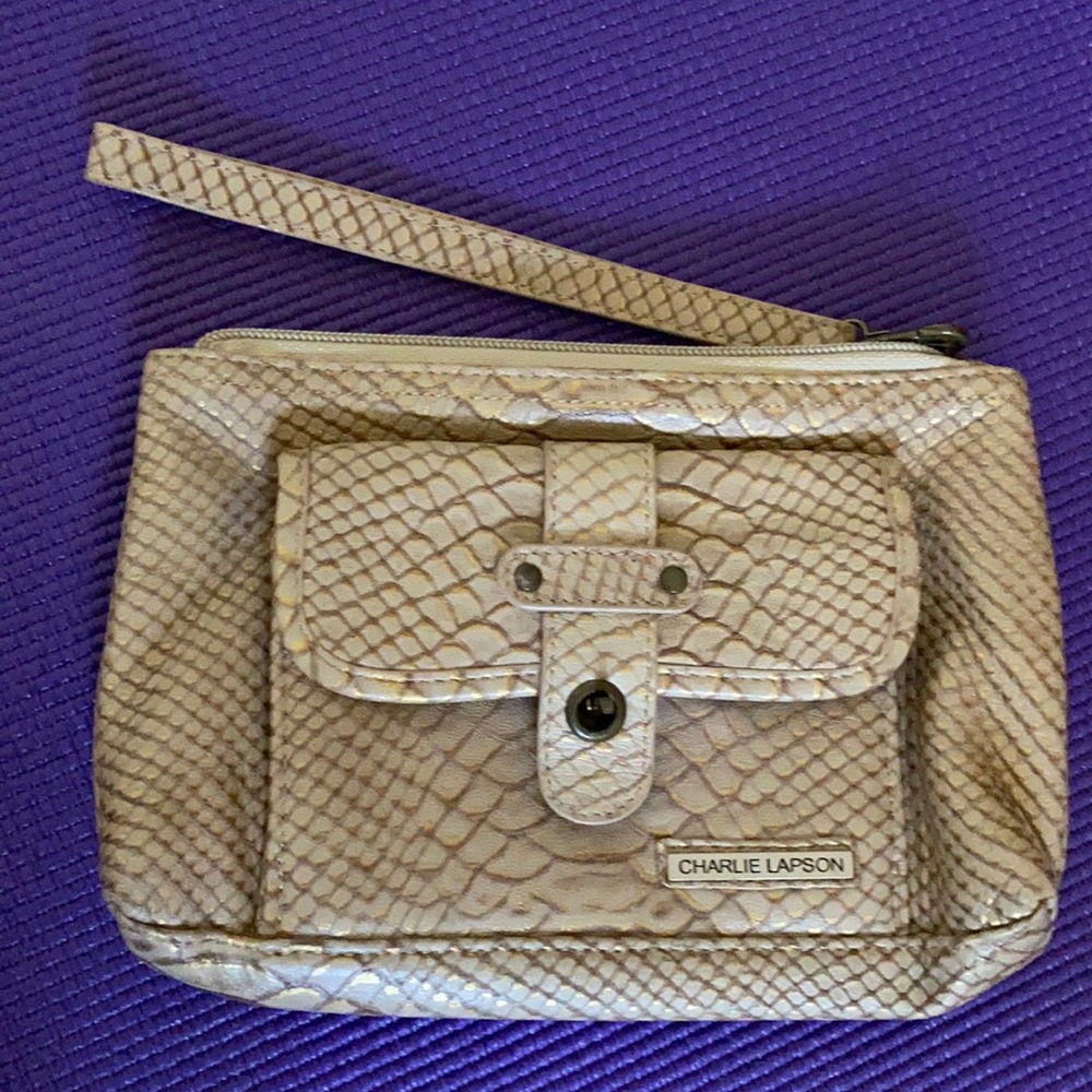 Embossed Snake Leather Wristlet